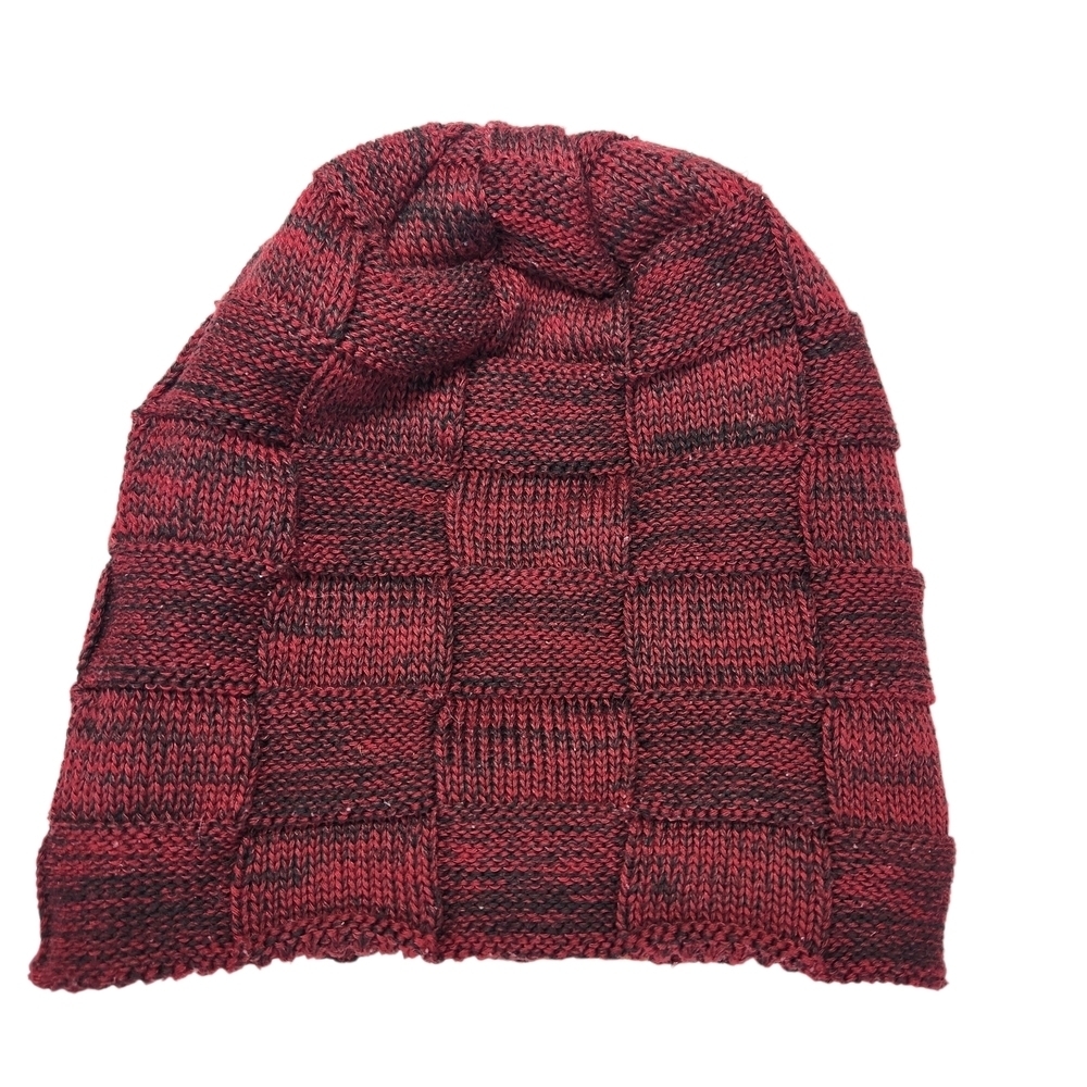 Senker Red Black Knit Beanie Fleece Lined - Picture 5 of 5
